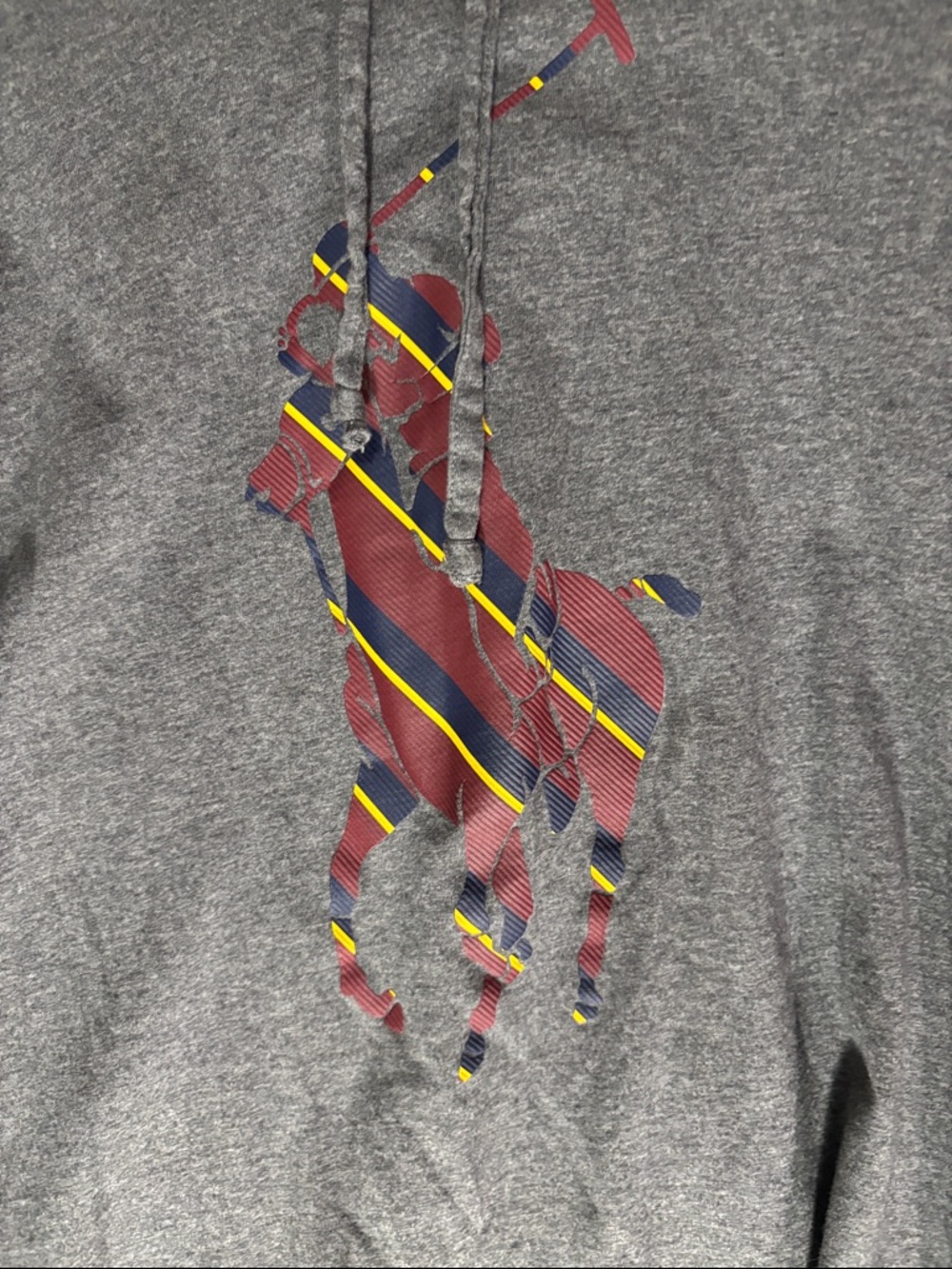Polo by Ralph Lauren Charcoal Hooded Long-Sleeve Shirt Big Striped Pony Logo - Picture 3 of 4